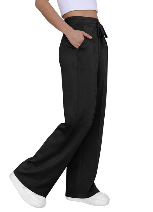 GRECERELLE Black Sweatpants Women Baggy Women's Sweatpants Wide Leg Pants Black-M