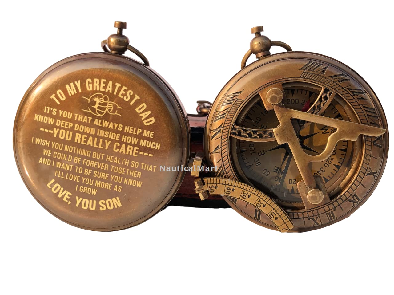 Personalized Compass, Gift for Dad from Son Compass Birthday/Anniversary/Christmas Customized Working Brass Compass (Love You Son)