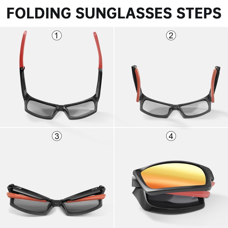 DoouBao Sports Folding Sunglasses, Polarized Sports Sunglasses for Men Women, Foldable Cycling Sunglasses with Case,Ultralight, UV Protection for Running Fishing Driving (Blue)