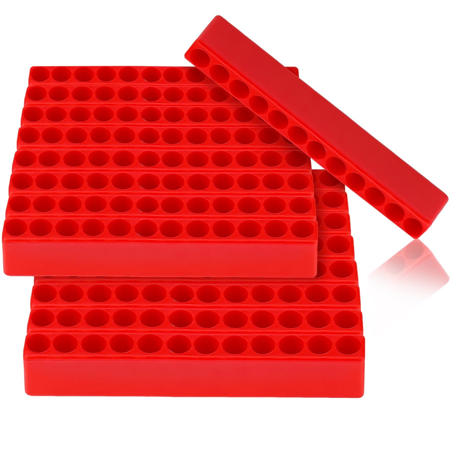 Kigley 20 Pcs 12 Holes Hex Shank Bit Holder Screwdriver Head Drill Bit Organizer Plastic Storage Case Fit for 1/4 Inch Hex Shank (Red)