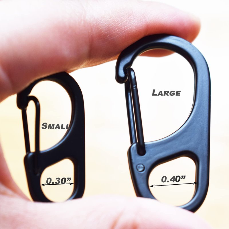 Bytiyar Small Carabiner Clips 1.25 inch (32mm) Metal Snap Hooks with Fixed Eye Spring Gate Keychain Parocord Rope Clasps Accessories, 30 Pcs Black
