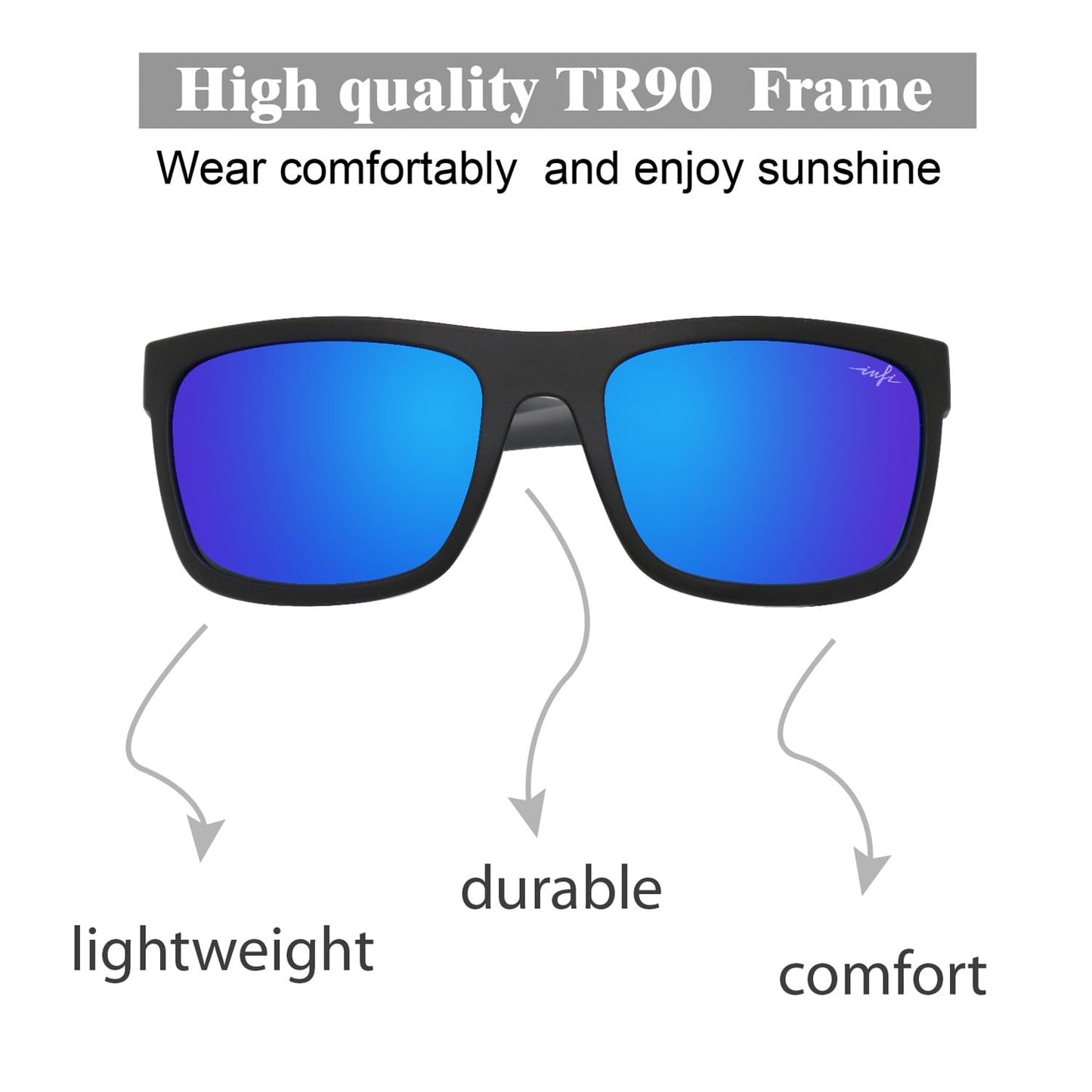 INFI Fishing Polarized Sunglasses for Men Driving Running Hiking Sport Mirrored Glasses UV400 Protectiont