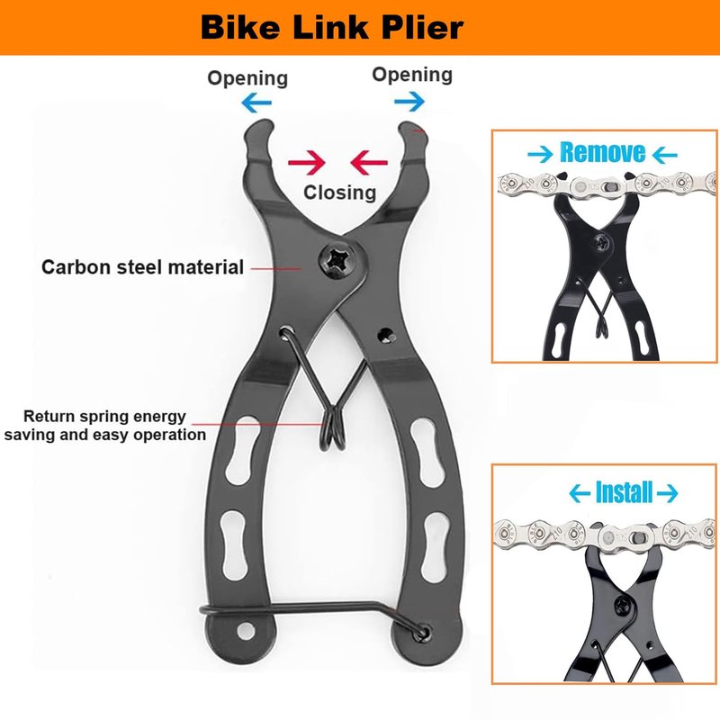 Bike Repair Tools Kit, 9Pcs Professional Bicycle Crank Tool, Bike Link Plier, Chain Breaker, 3-in-1 Cassette Remover Wrench, Crank Puller Extractor, Bottom Bracket Freewheel Remover, Hub Cone Wrench