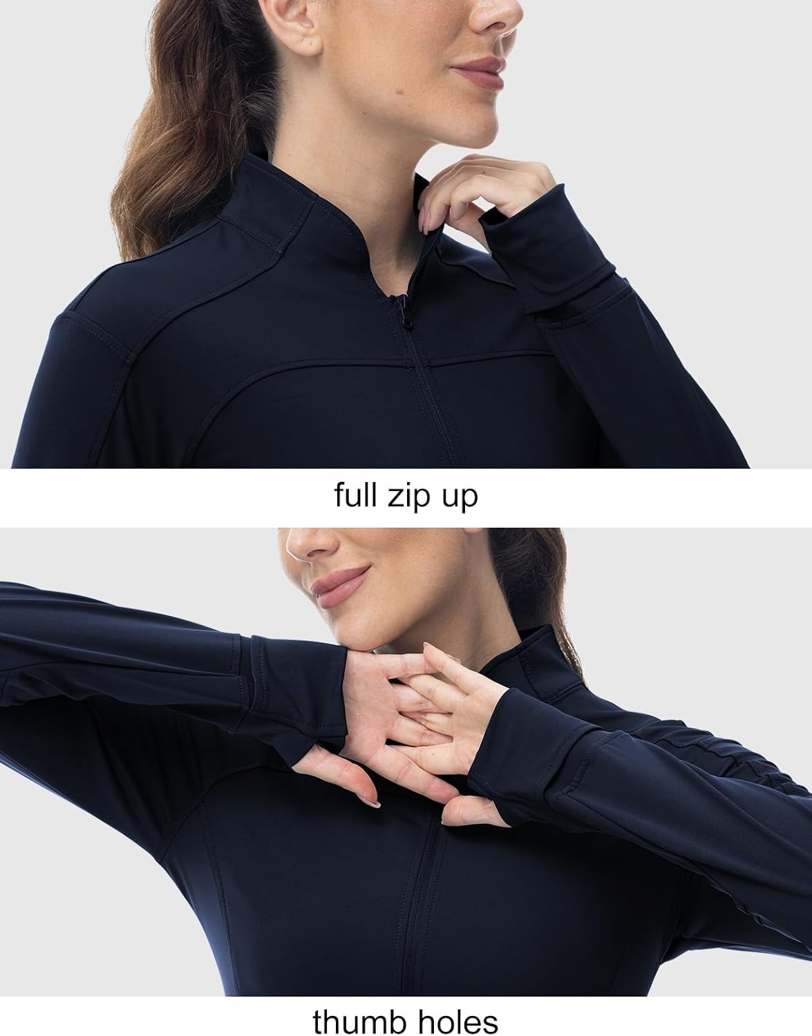 BGOWATU Women's Lightweight Workout Jacket - Zip-Up Athletic Jacket with Thumb Holes