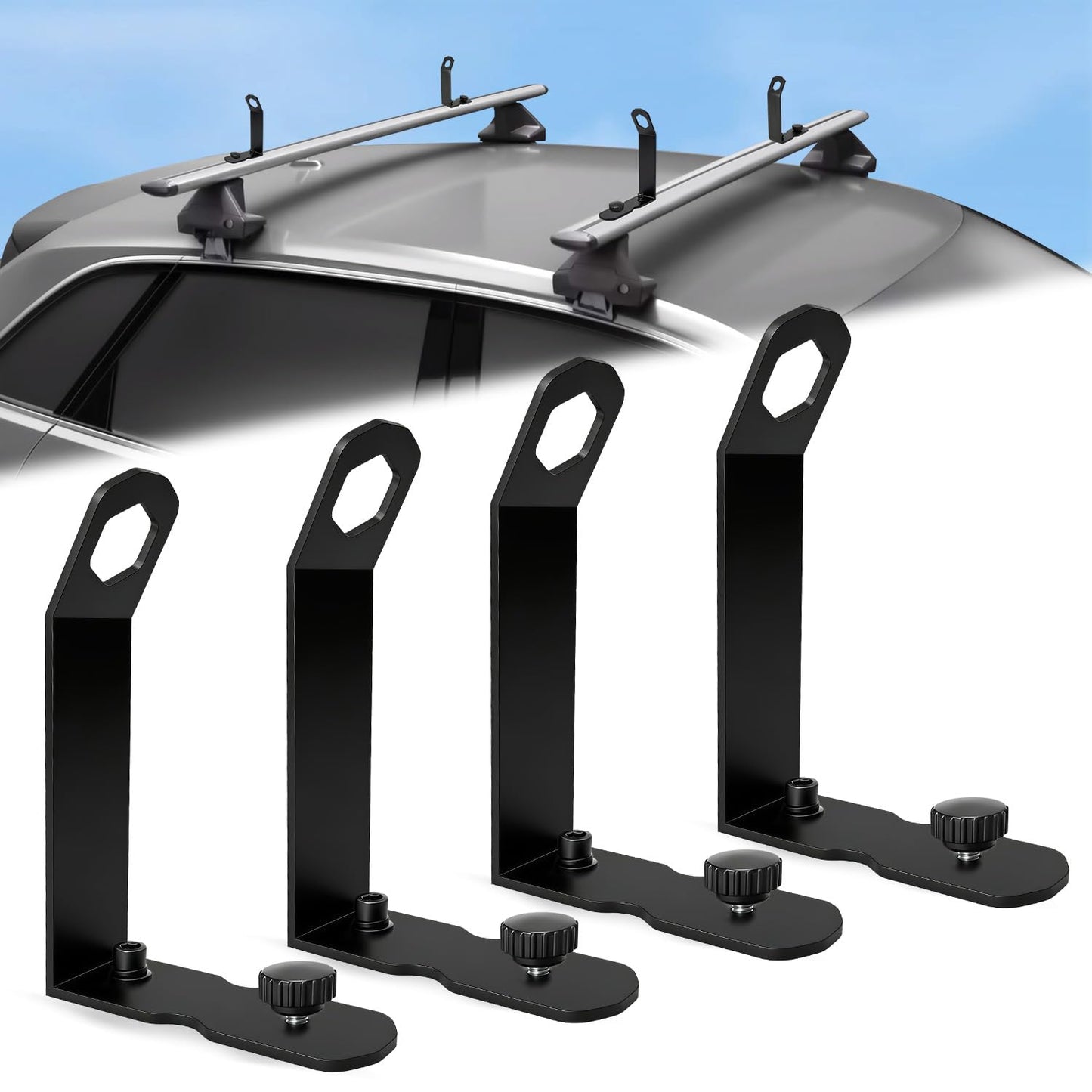 Draviple Load Stops for T-Slot Cross Bars 4-Pack, Stainless Steel Replacement with Secure Locking Clamps - Compatible with Roof Racks for Kayak, Canoe, Ladder, Ski, Surfboard, Paddleboard, Snowboard