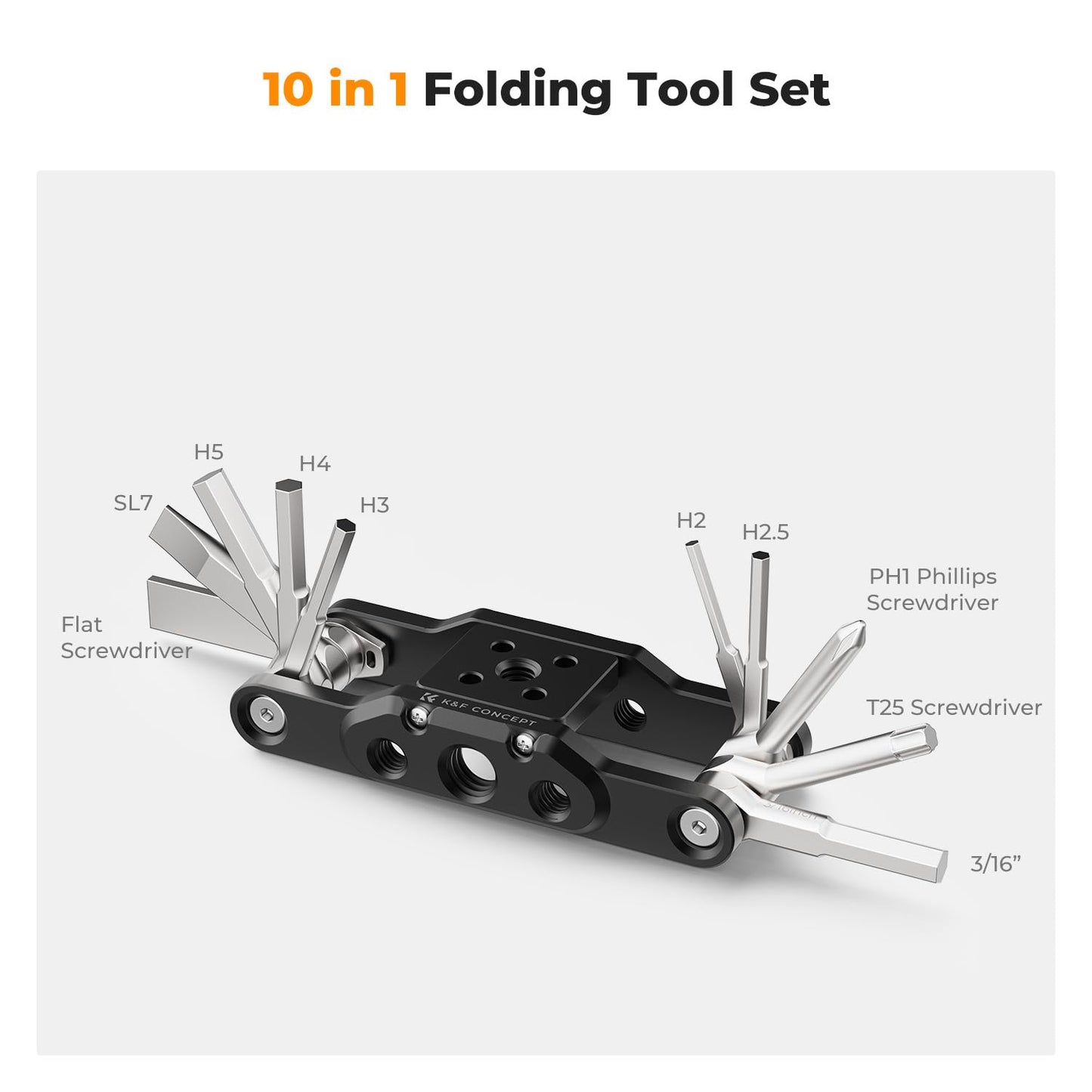 K&F CONCEPT Folding Hex Key Set with Screwdrivers, Portable Screwdriver Set Folding Allen Wrench Set for Assembly of Photographic Equipment Repair of Bicycles.