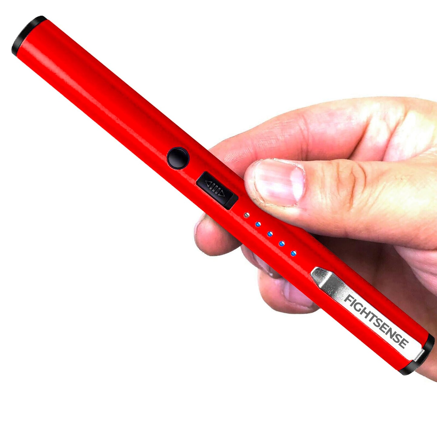 FIGHTSENSE Pen Stun Gun for Self Defense Battery Life Indicator, Belt Clip, Pen Flashlight stun Gun for Women self Defense (Red)