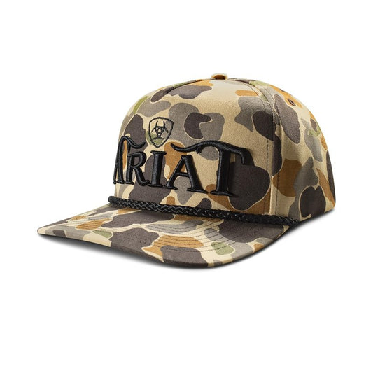 ARIAT Men's Camo 3D Embroidered Logo Rope Accent Cap