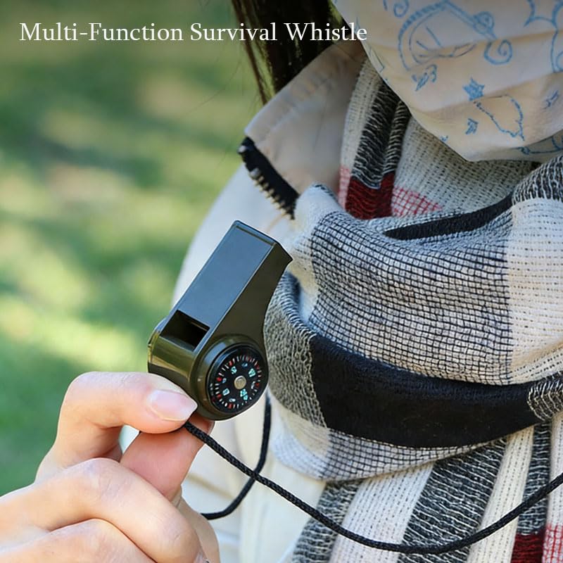 2 Pack Emergency Survival Whistle with Compass & Thermometer