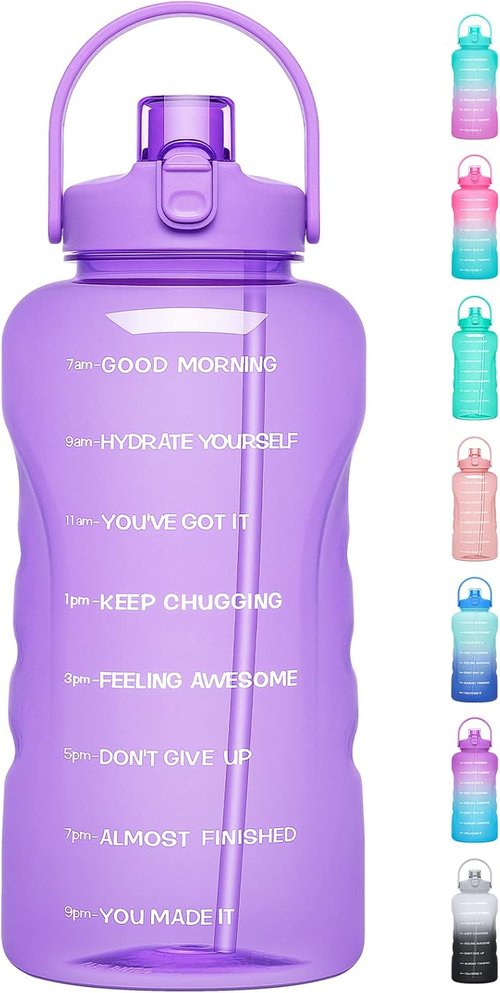HydroPal 1 Gallon Water Bottle - BPA-Free Gym Jug with 2-in-1 Lid & Motivational Time Markers | 128 oz