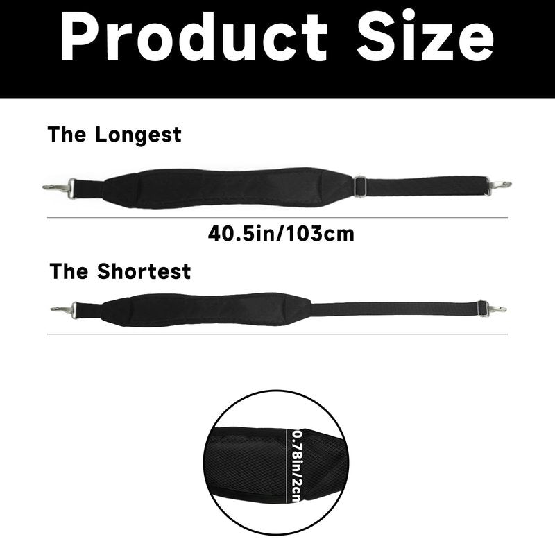 Qiknird Golf Bag Strap, 40.5 to 50.6 Inch Adjustable Padded Shoulder Strap, Replacement Shoulder Straps for Golf Bag, Universal Adjustable Straps (Black)