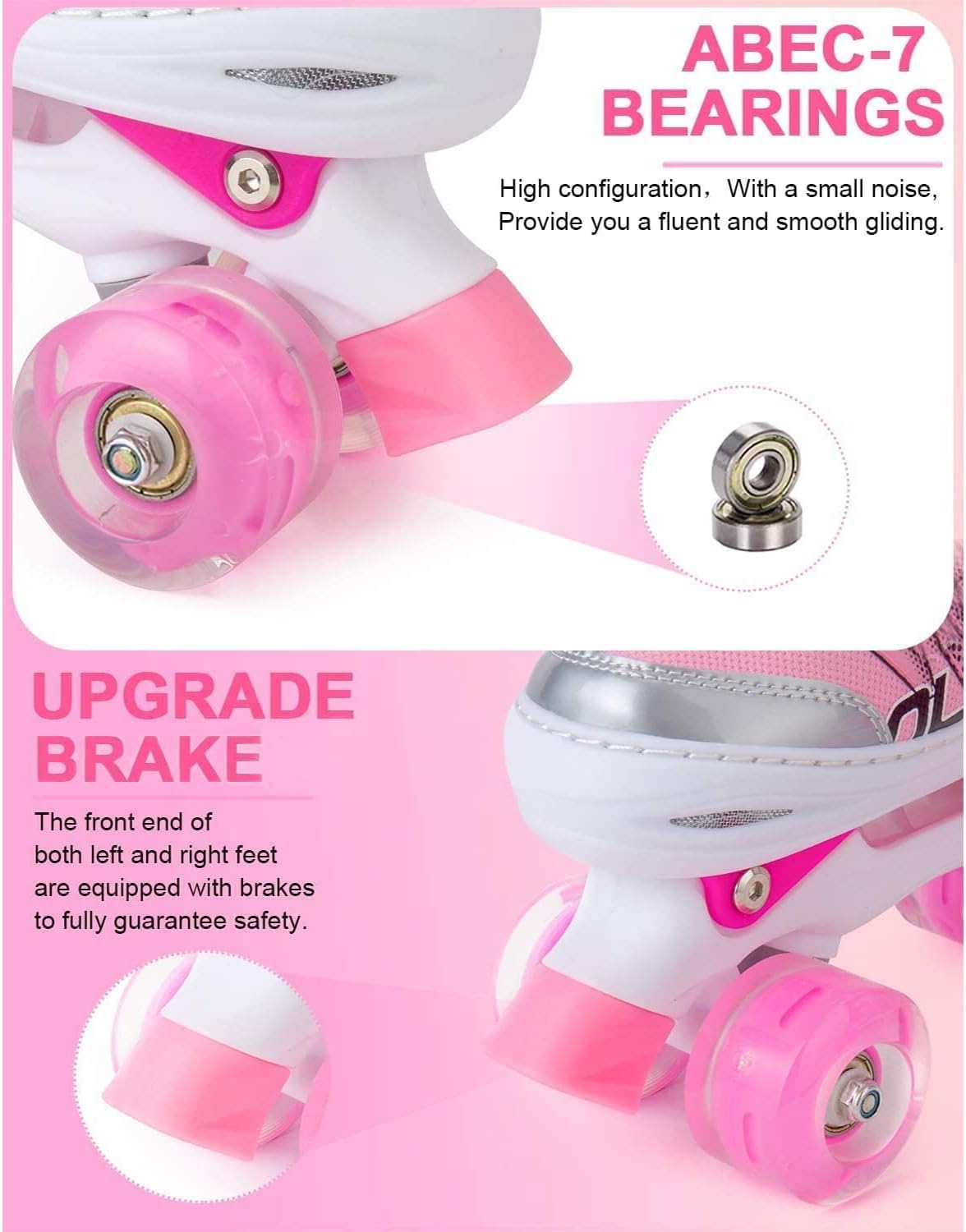 Sowume Adjustable Roller Skates - Illuminating Fun for Girls & Women | Safe, All 8 Wheels Shine