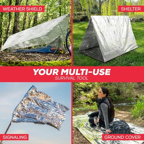 Emergency Thermal Blankets - 6 Pack Silver Mylar Survival Gear