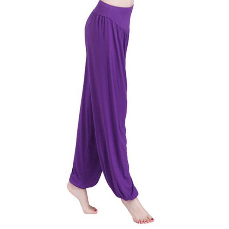 Super Soft Woman Modal Harem Pants Elastic Yoga Pants Dance Pants Sport Pants (Size M, Purple)
