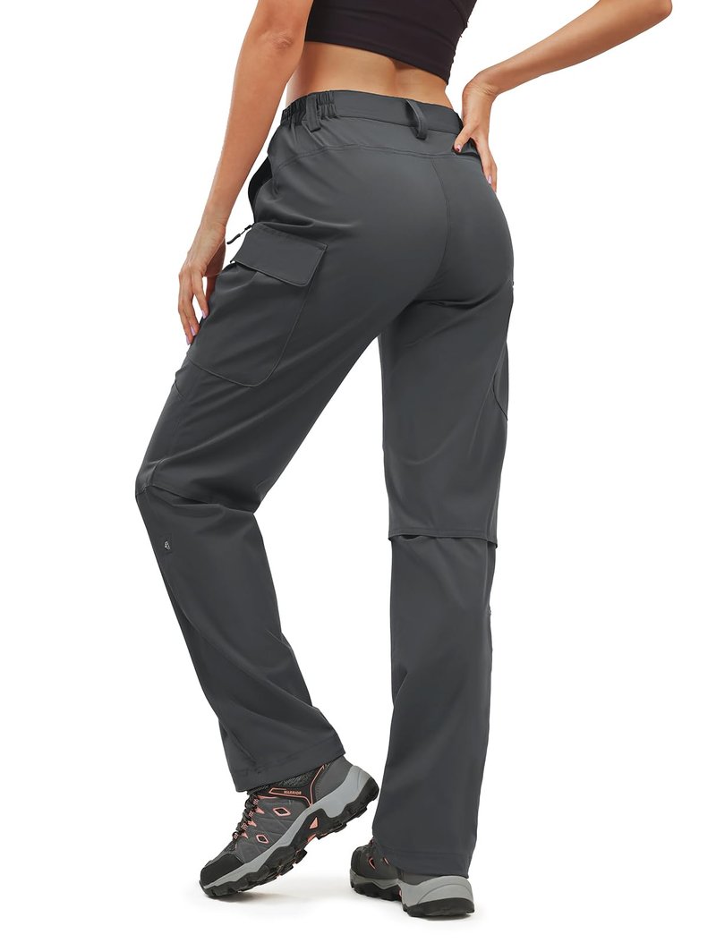Moosehill Women's-Hiking-Pants-Cargo-Quick-Dry-Stretch-Lightweight Work Outdoor Pants with 5 Deep Pockets (Dark Grey, 12, 31in)