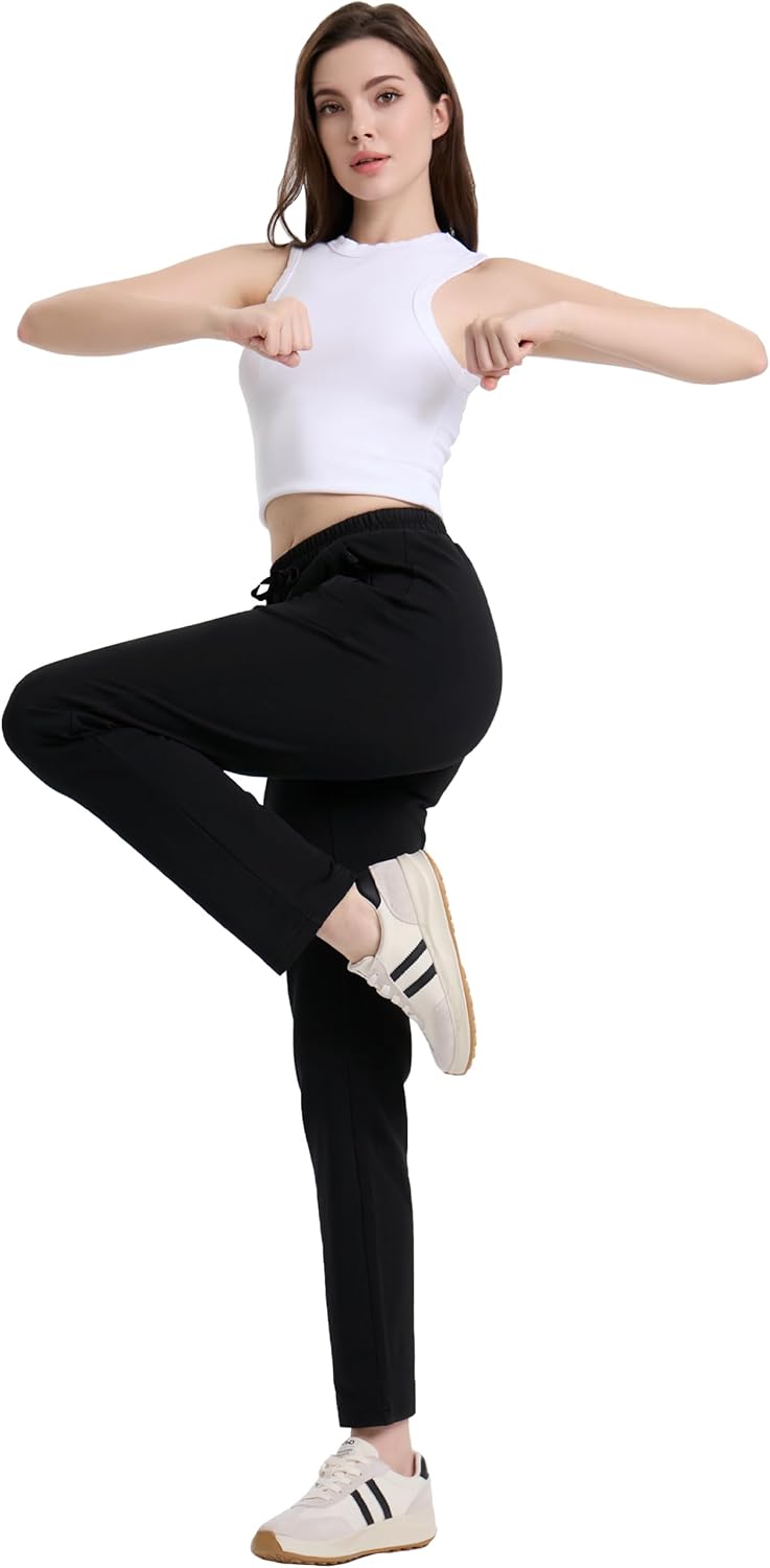 SEVEGO Women's Cotton Yoga Sweatpants - Tall Fit with Zipper Pockets | Soft Casual Joggers in 30"/32"/34"/36" Sizes