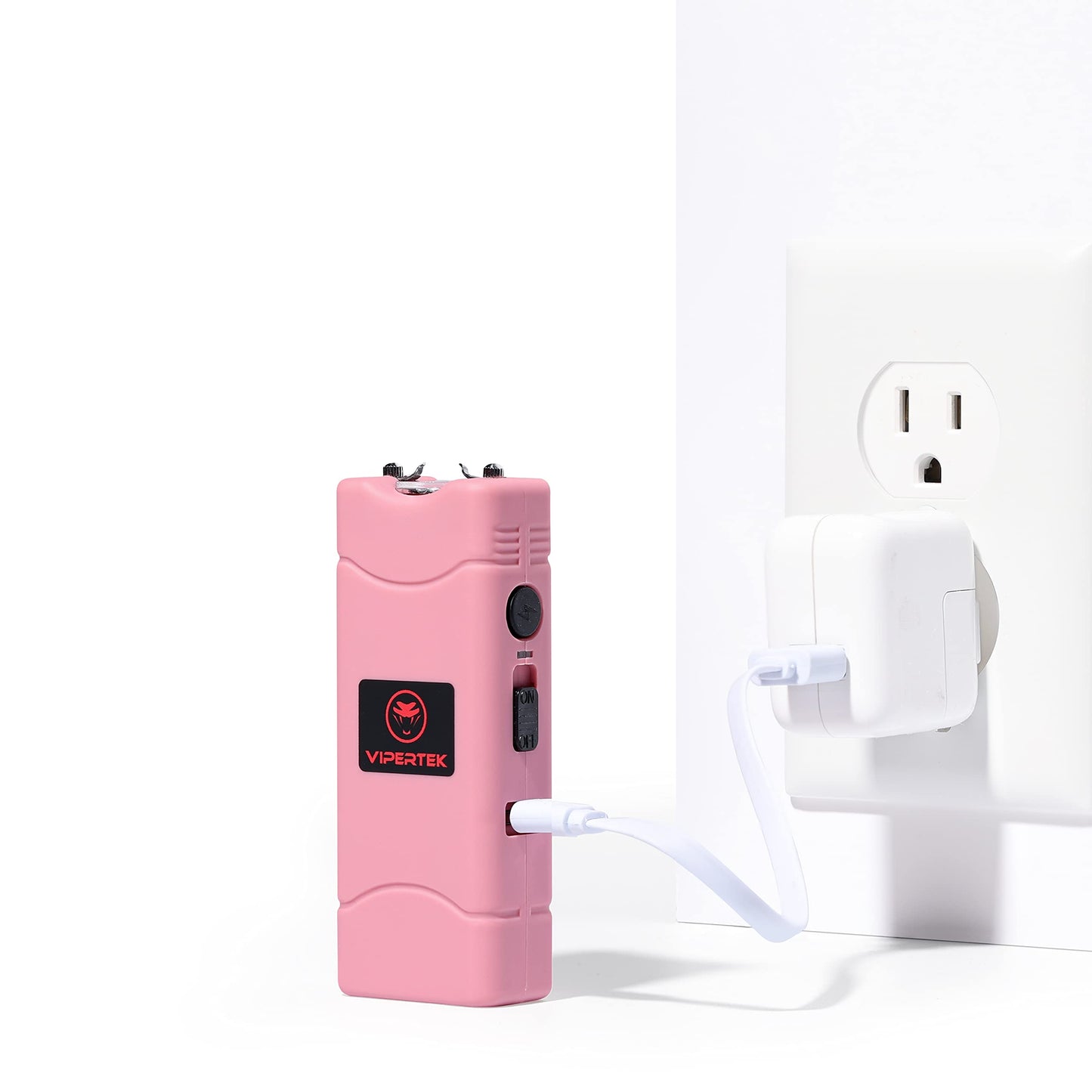 VIPERTEK VTS-881 Micro Stun Gun for Self Defense Rechargeable with LED Flashlight, Pink