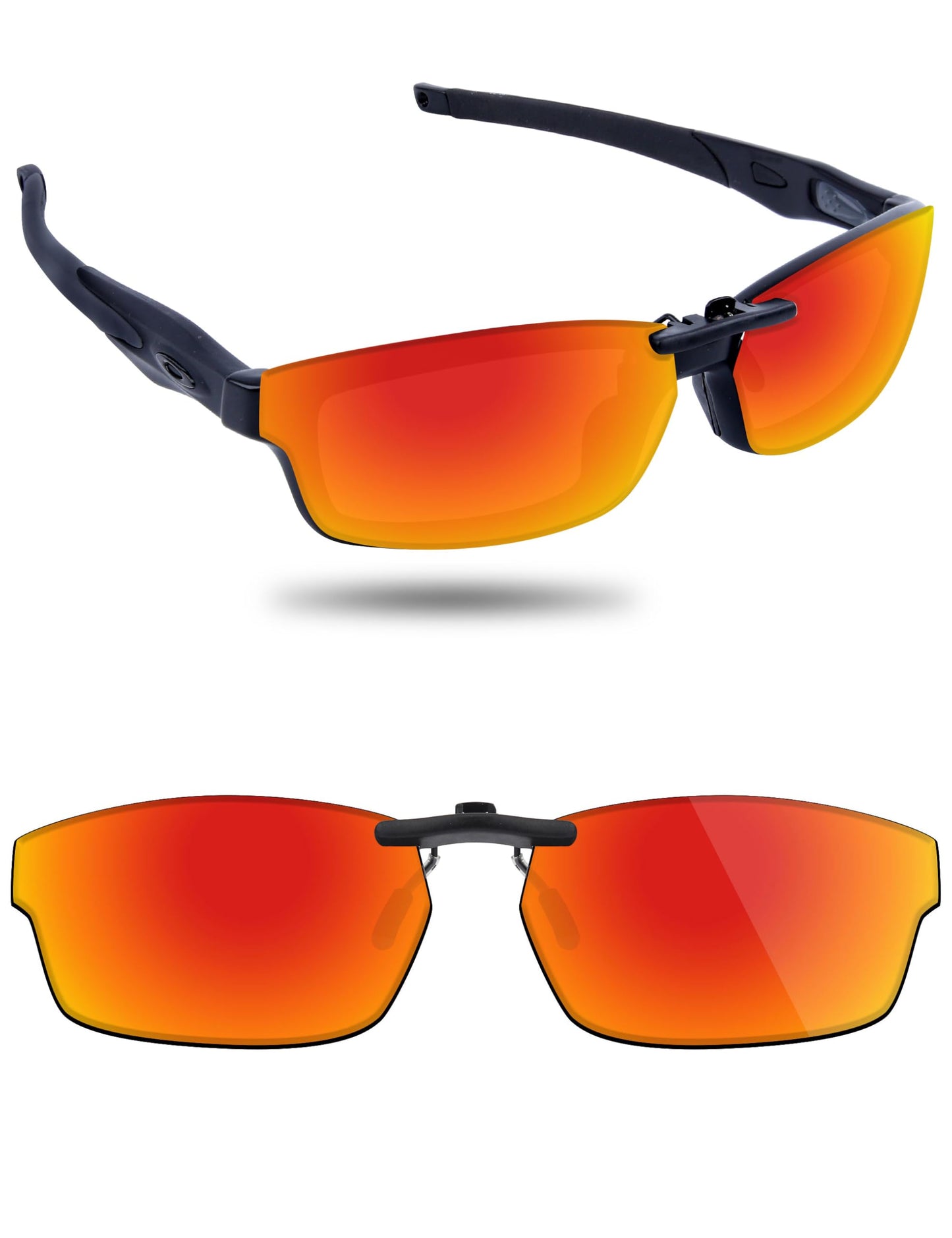 Fiskr Polarized Clip-On Sunglasses for Oakley Crosslink OX8027 (Size 53-17) - UV Protection - Universal Fit for Men & Women - Fire Red