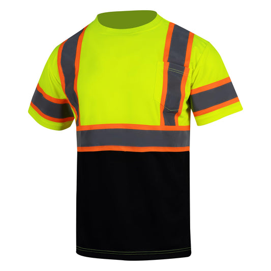 VENDACE Hi Vis Reflective Safety Shirts for Men ANSI Class 3 High Visibility Construction Work T Shirt(Yellow,L)