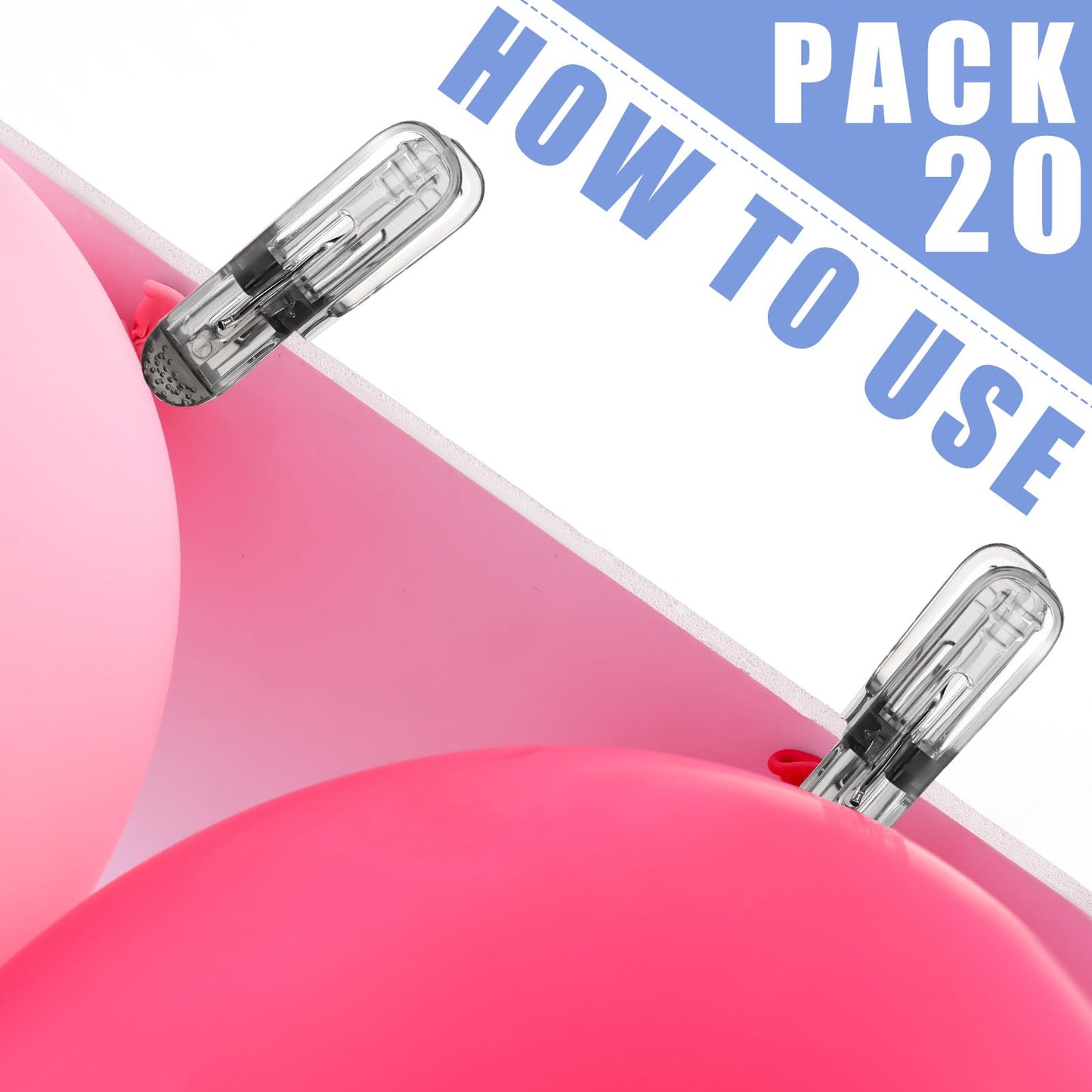 LemonRoad 20 Pack Balloon Arch Clips Plastic Spring Clamps 2.4 Inch Heavy Duty Clip for Balloon Arch Kit Birthday Decoration Crafts Backdrop Woodworking Photography Studios (Translucent Black)