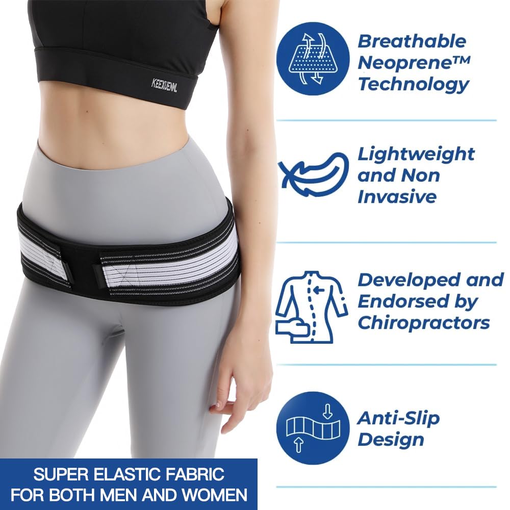 INDEEMAX Sacroiliac SI Joint Hip Belt - Sciatica Pelvis Pain Relief Belt, Braces Pain Pelvic Trochanter Sciatica Pelvis Lumbar Hip Lower Back Support Brace for Men and Women Relief (XL-XXL)