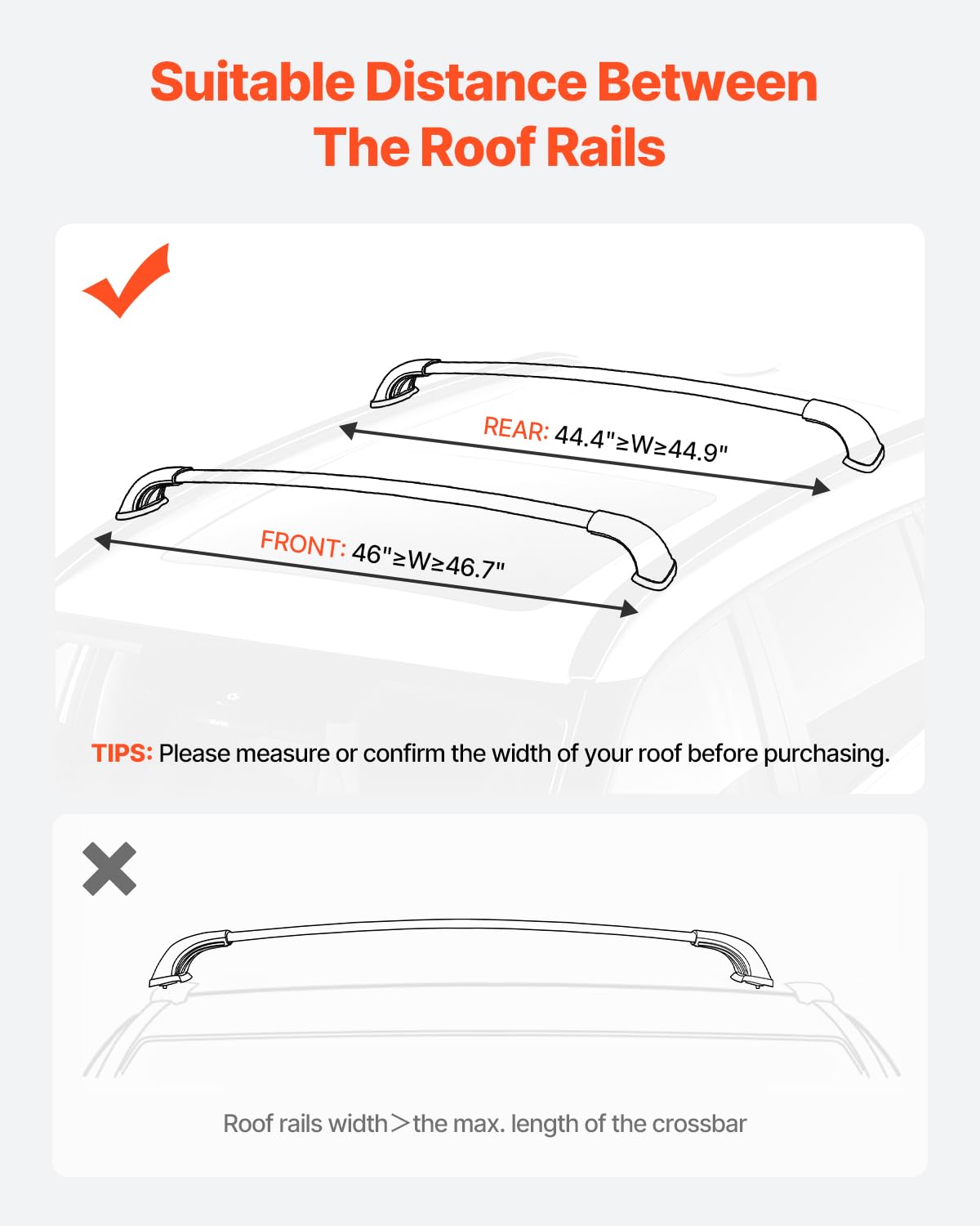 VEVOR Cross Bars Roof Racks, 165lbs Capacity, Compatible with Toyota Highlander 2014-2019 XLE, Limited, SE with Flush Roof Rails, Heavy Duty Aluminum Crossbar Racks Roof Rail Rooftop Luggage Canoe