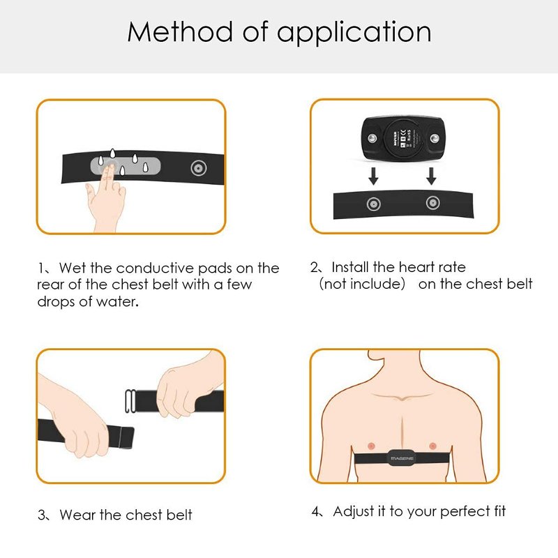 XUXIN Heart Rate Monitor Chest Strap Replacement Exercise Strap Compatible with Wahoo Tickr Polar H10 H9 H7 Garmin HRM Coospo Heart Rate Monitor Replacement Chest Strap(Black, M-XXL)