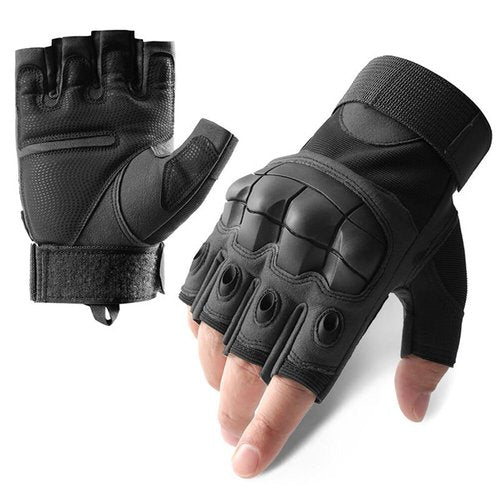 Surakey Fingerless Gloves Men Tactical Gloves for Outdoor Sports Motorcycle Cycling Training Airsoft Shooting Hunting Hiking (Black M)