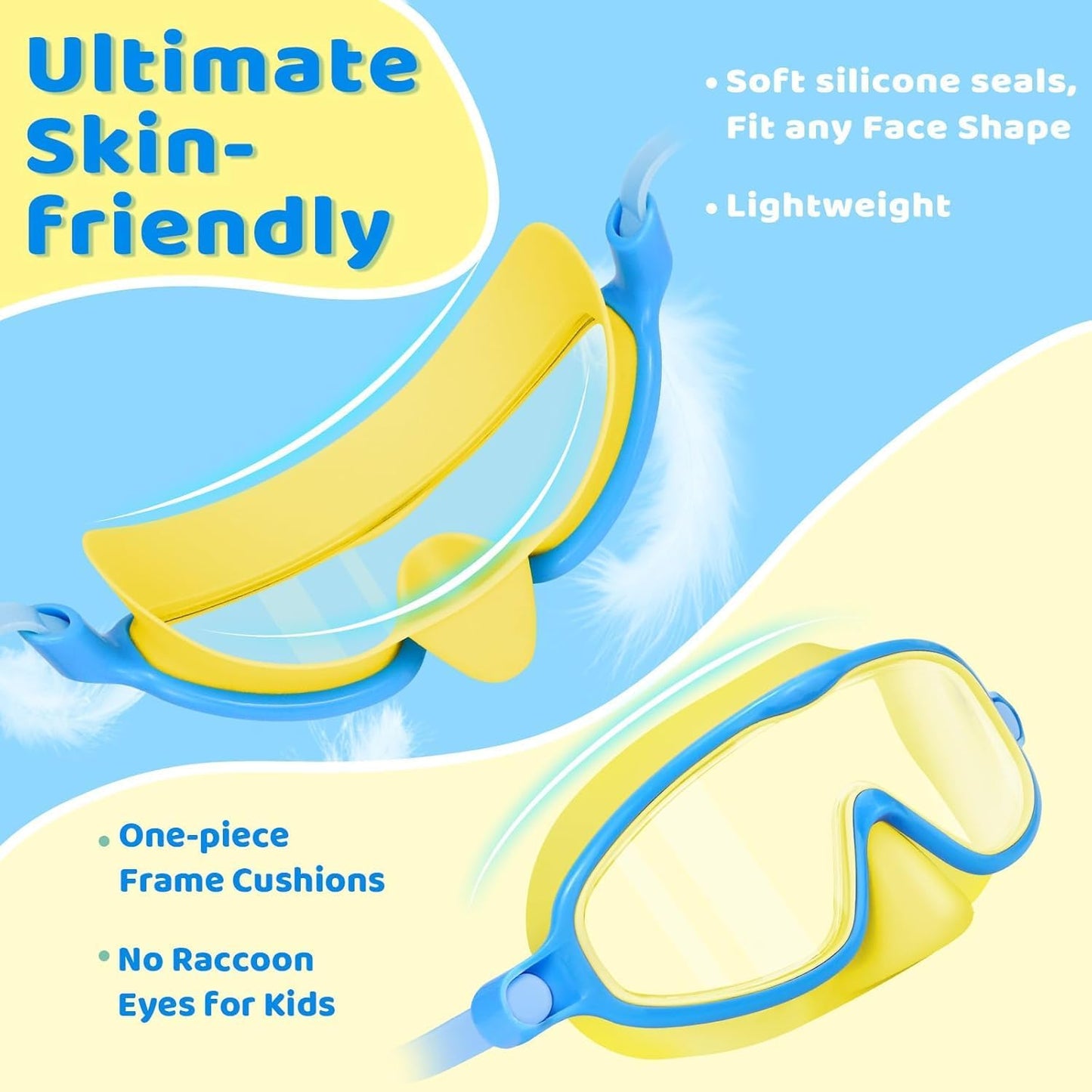 Vvinca Kids Swim Goggles - Anti-Fog Diving Mask with Nose Cover | Wide View, UV Protection for Ages 3-5
