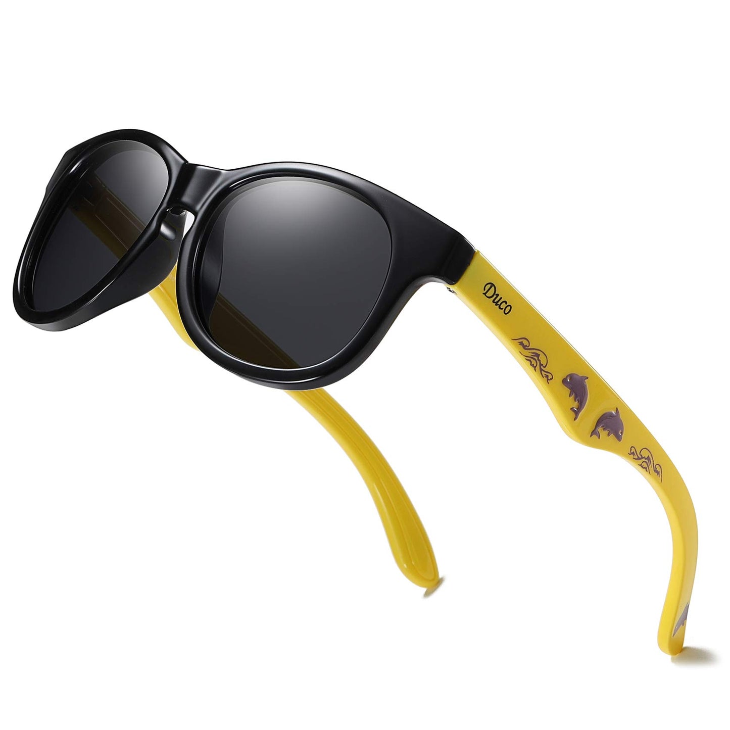 DUCO Cute Polarized Kids Sunglasses for Girls Boys Flexible Children Shades UV Protection Age 6-10 K018