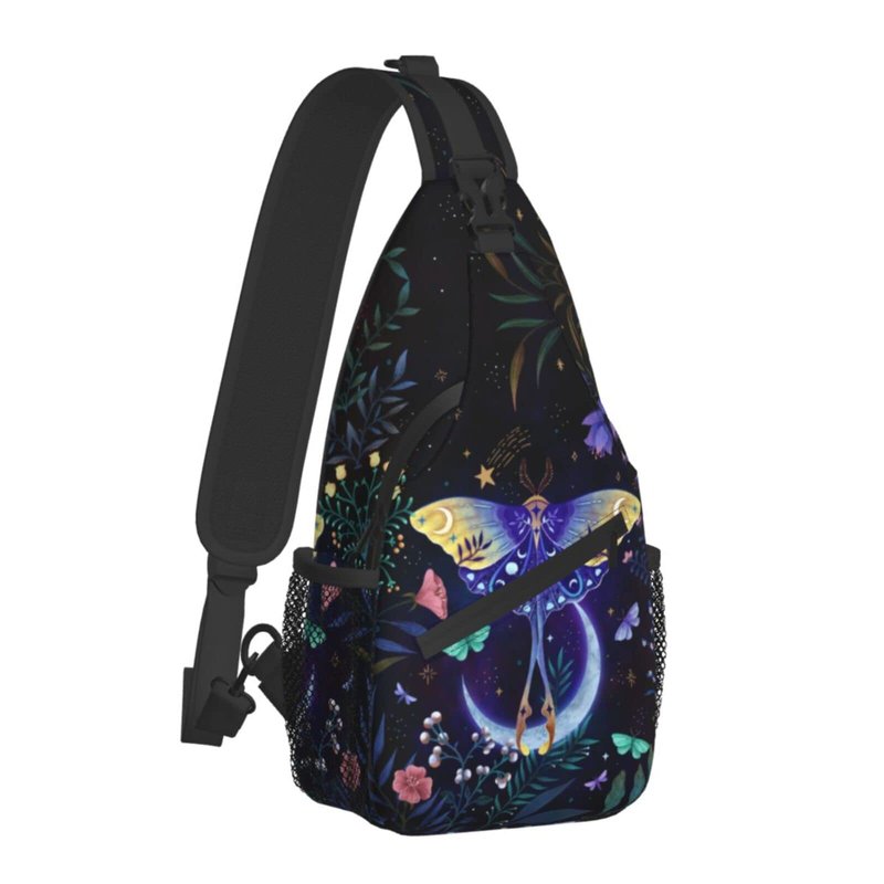Nmbvcxz Moon-Moth Crossbody Sling Bag for Women Men Sling Backpack Casual Travel Hiking Daypack Chest Shoulder Bag