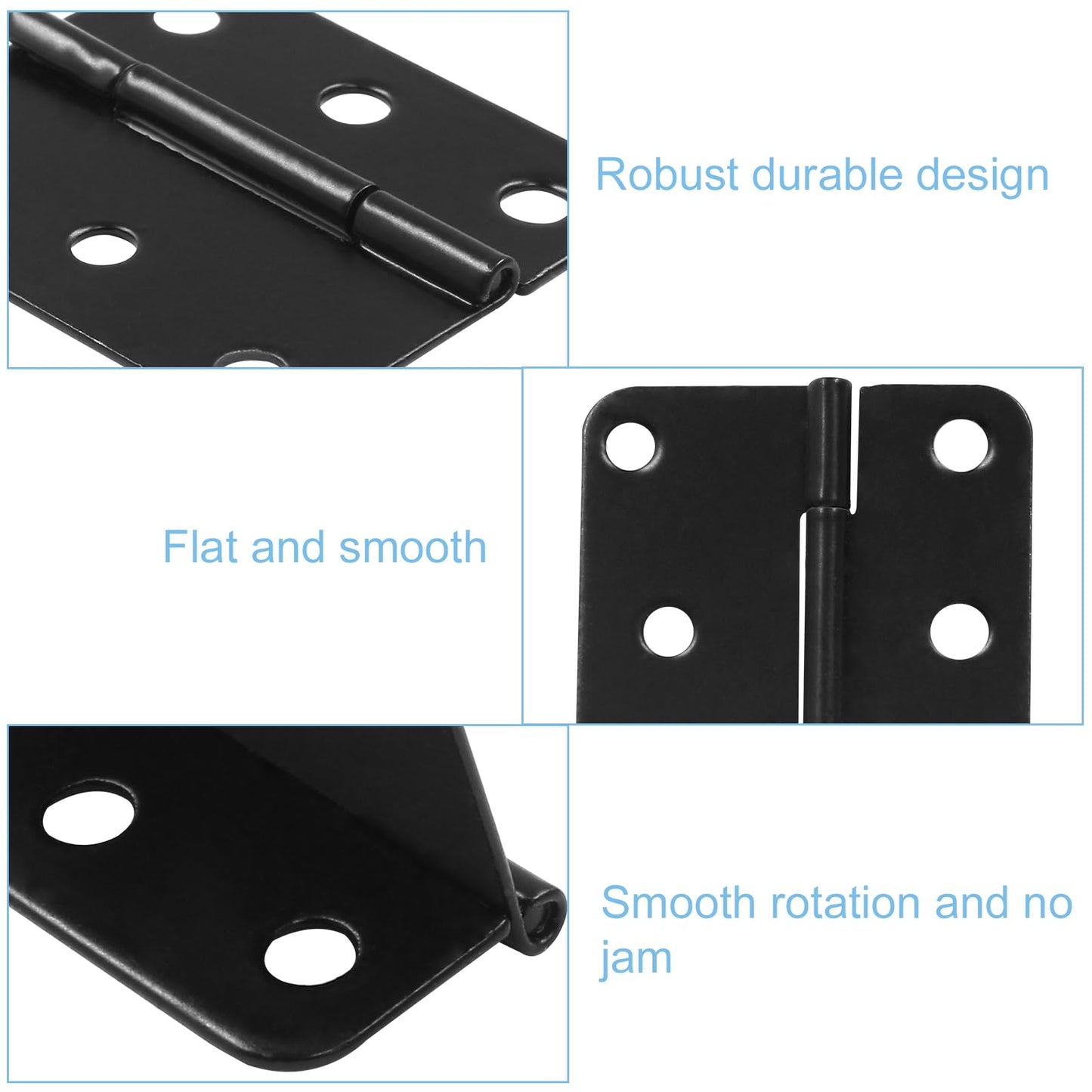 Murtenze 24Pcs Metal Mini Hinges, 1.3 inch x 1.5 inch Black Asymmetric Door Hinge Flat Folding Butt Hinge for Cabinet Drawer Box with Screws