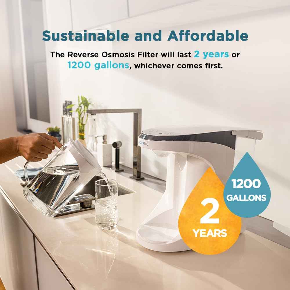 AquaTru Carafe AT100 Reverse Osmosis Filter | Reduces Arsenic, Lead, Parasitic Cysts, Copper, and More | Filters Impurities Down to 1/10000 of a Micron!