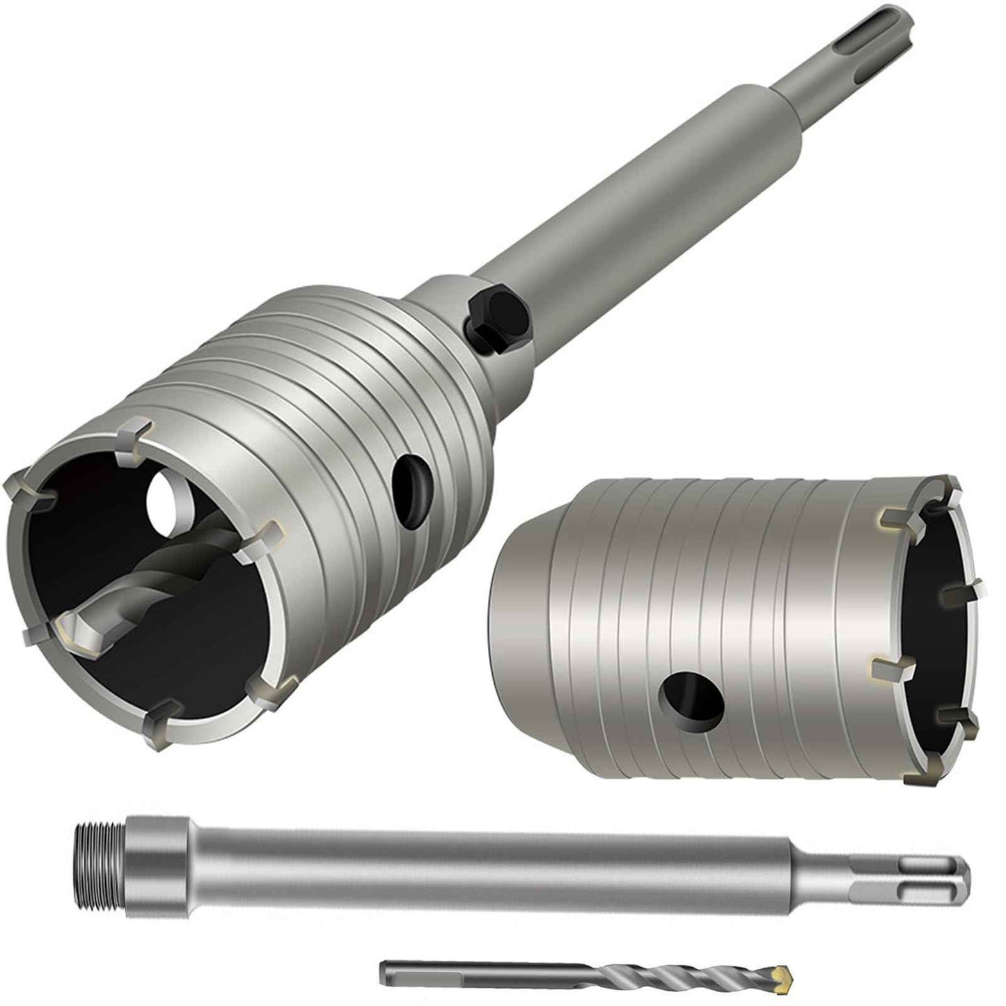 WUWEOT 2 Set 2 1/2 Inch Concrete Hole Saw with 220mm Plus Shank, 65mm Wall Hole Saw Drill Bit for Cement Brick Concrete Stone Wall