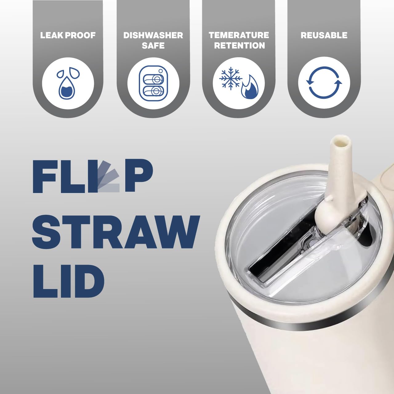 Leak Proof Lid for Stanley 40 oz – Flip Straw Cup Top Replacement for No Spill Sipping – 2 Pack Stanley Compatible Cup Accessories with Smooth Flow, Strong Seal & Hot/Cold Retention
