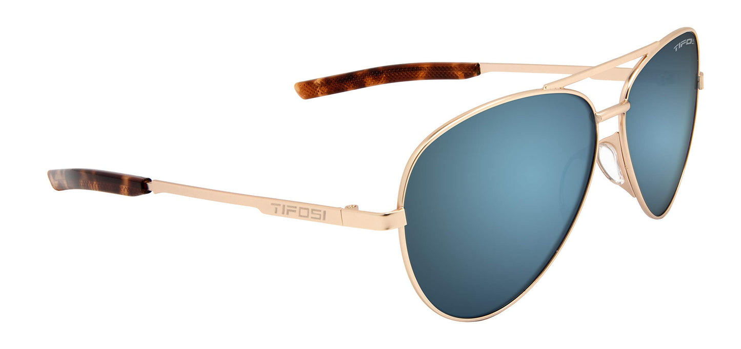 Tifosi Optics Shwae Aviator Sunglasses (Gold, Smoke Bright Blue)