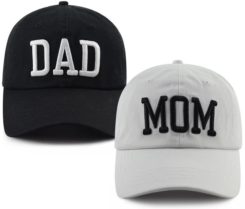 2PCS Mom and Dad Hats for Women Men, Funny Embroidery Mama Papa Baseball Cap, Mothers Fathers Day Birthday Gifts for Daddy Mommy Pappy Grandpa Grandma