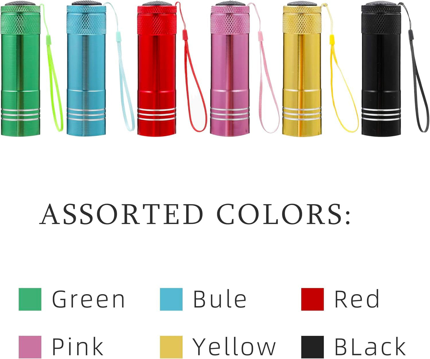 6 Pack Mini Flashlight Bulk, Small Aluminum LED Powerful Handheld Torches Set with Lanyard High Lumens Batteries Included for Party Favors Travel, Night Reading Christmas Gifts Party Favors Halloween