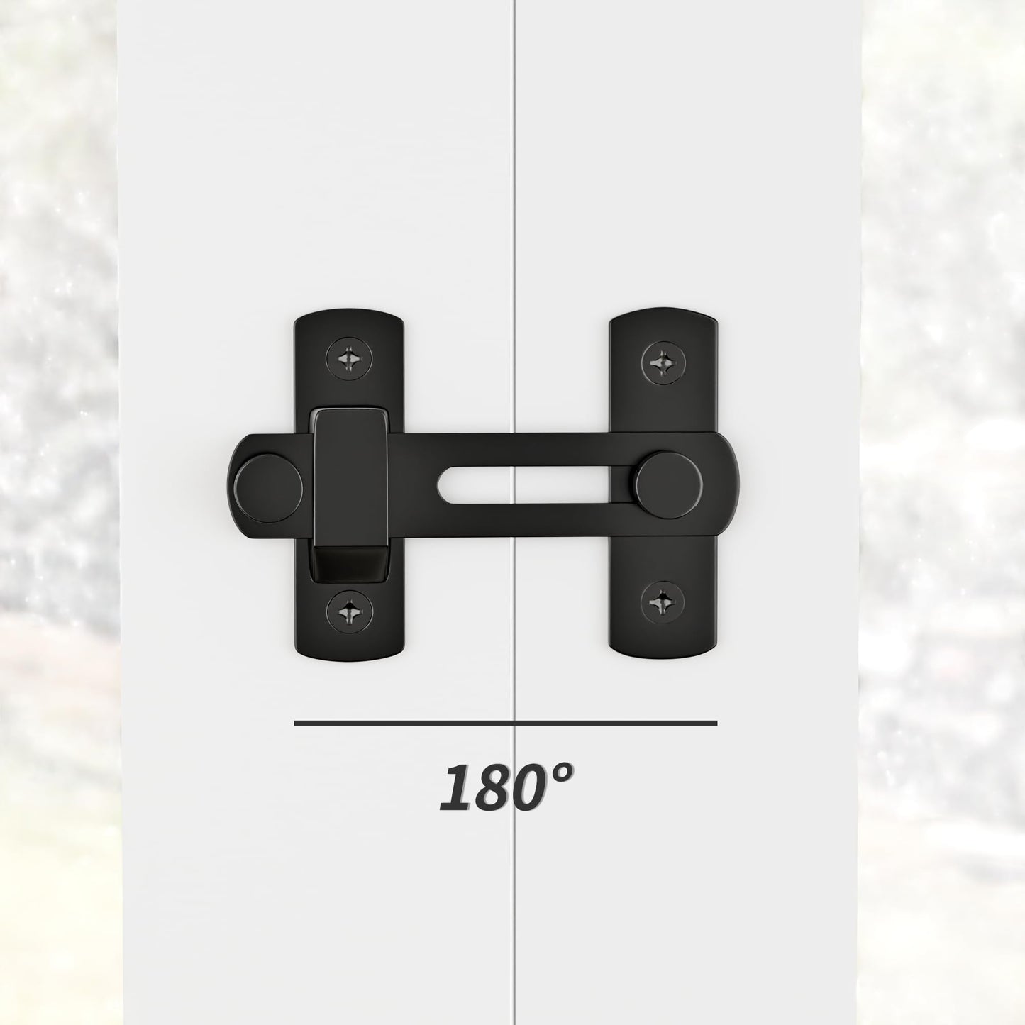 SANKEYTEW 180 Degree Matte Black Bifold Latch Flip Sliding Barn Door Latches, Gate Latch for Barn Door, Sliding Door, Pet Door, Garage, Bathroom, Window, Outdoor