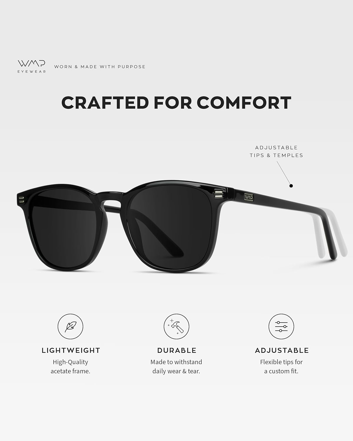WearMe Pro WMP Eyewear - Men's Polarized Modern Rounded Square Sunglasses | UV Protection & Stylish Design