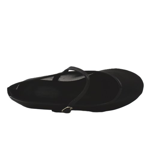 RF ROOM OF FASHION Women's Mary Jane Strap Mesh Ballet Flats Dressy Casual Comfortable Slip on Ballerina Shoes (Black-D1, Size 8.5)