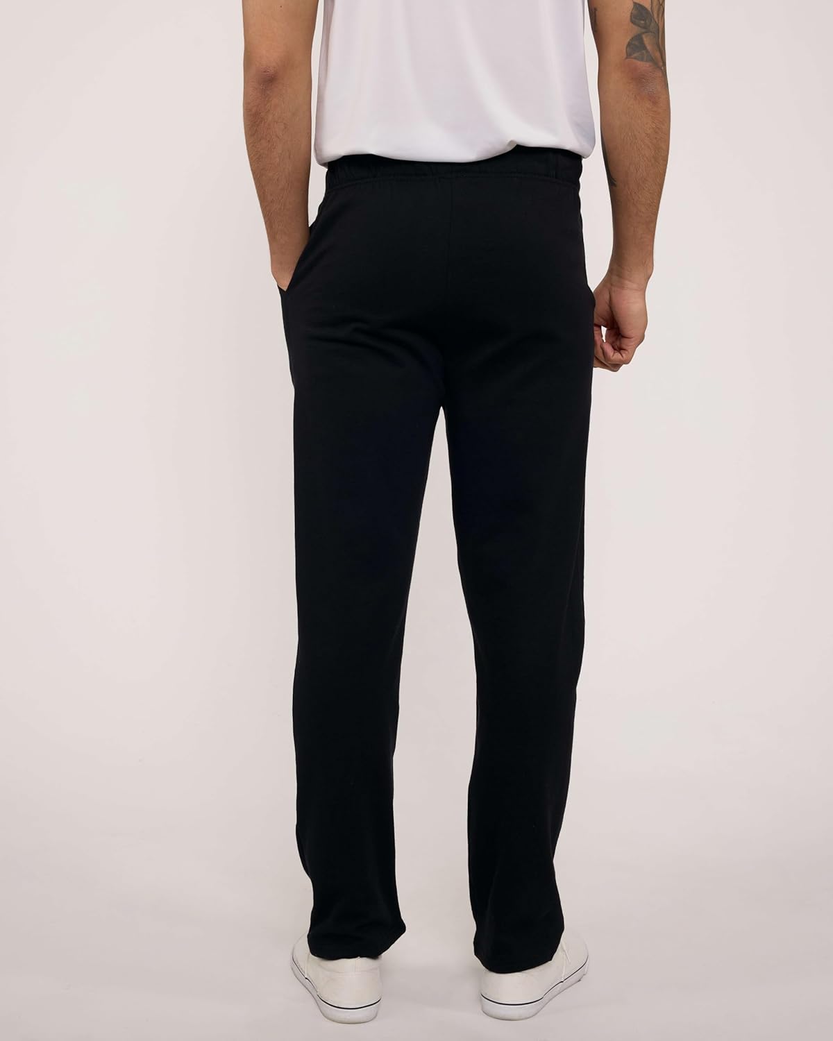 Real Essentials Men's Tech Fleece Sweatpants - 3 Pack, Open Bottom with Pockets | Big & Tall Sizes Available