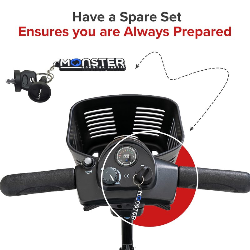 AlveyTech Keys for Golden Technologies Buzzaround LT (GB107) and EX (GB118/GB148), also Later Models of the Buzzaround XL (GB147) and XL HD (GB117H) - Set of 2 Keys for Mobility Scooter (MBE-BZ7-KEYS)