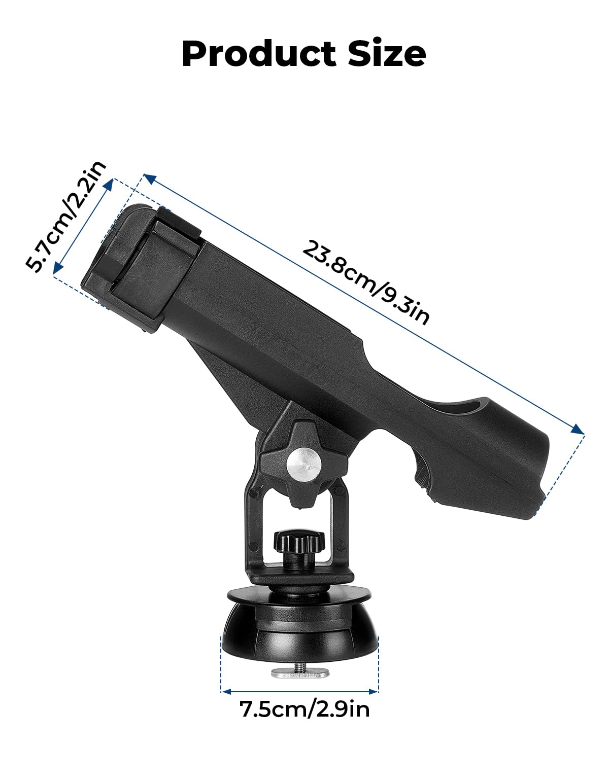 KEMIMOTO Kayak Fishing Rod Holder Fishing Pole Holder - T-Shaped Screw Mounted/Track Mount On Rail 360° Adjustable with Lock System for Kayak, Canoe, Fishing Boat Accessories