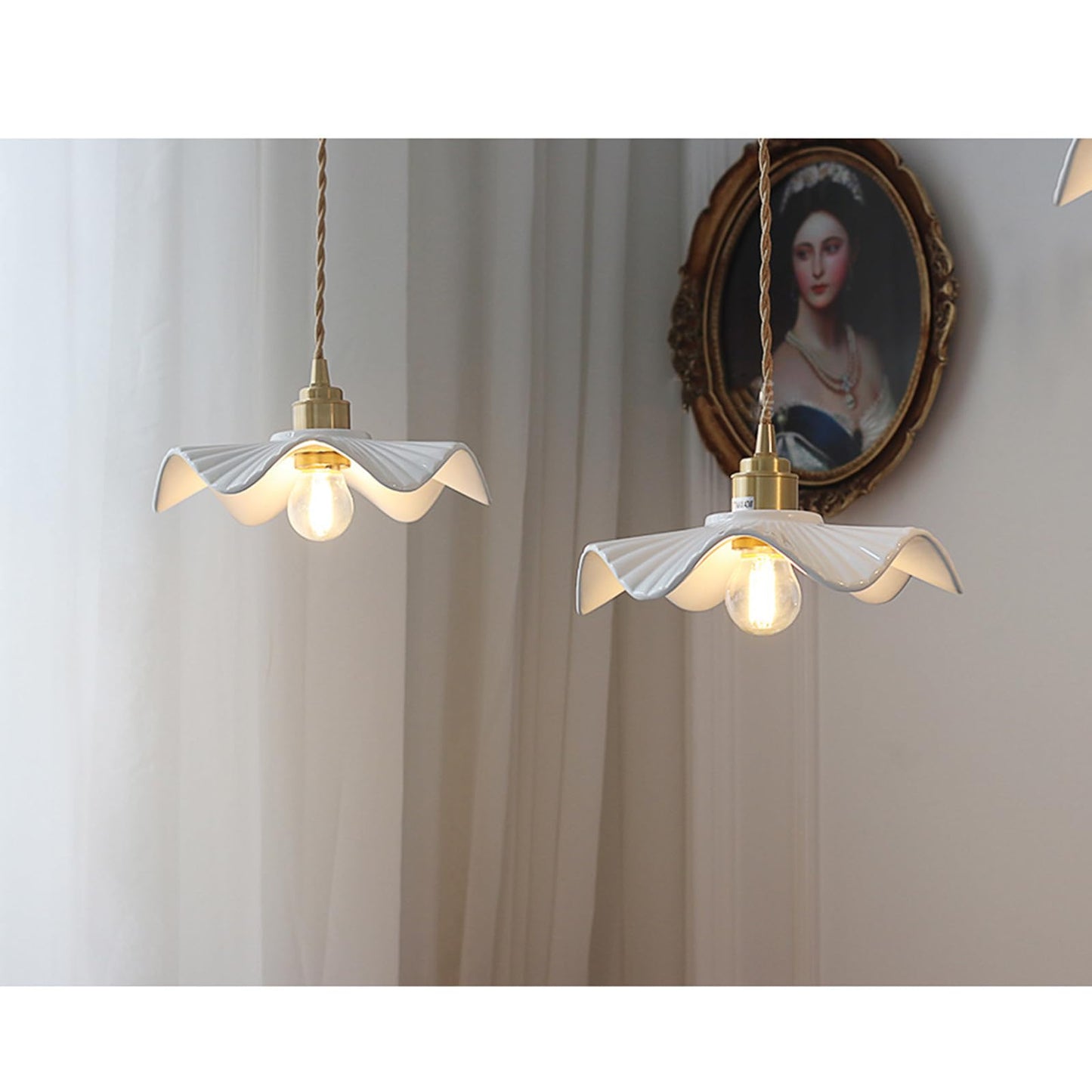 H XD GLOBAL E26 Modern Minimalist Creative White Ceramic Pendant Light Chandelier, Dining Room Hanging Lamp, Bedroom Bedside Bar Hanging Light,Living Room Pendant Lamp