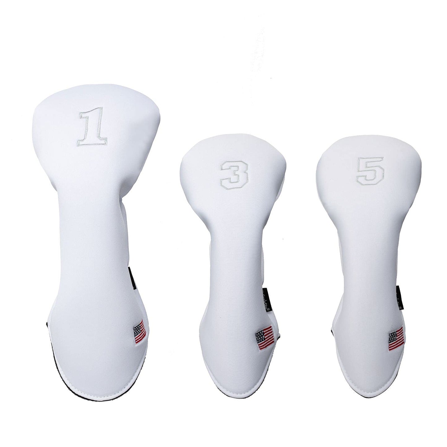 YuEagleSky Golf Head Covers Driver Fairway #3#5 Hybrid USA Flag Memory Foam, for Men Women (Grey or White)