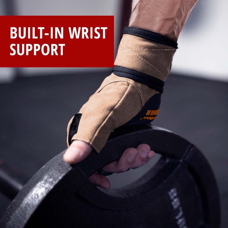 Weightlifting Gloves for Crossfit Workout Training - Fitness Gym Bodybuilding Gloves for Men or Women - Best for Heavy Weight Lifting Exercise Integrated Full Wrist Support Wraps (Desert Tan, M)
