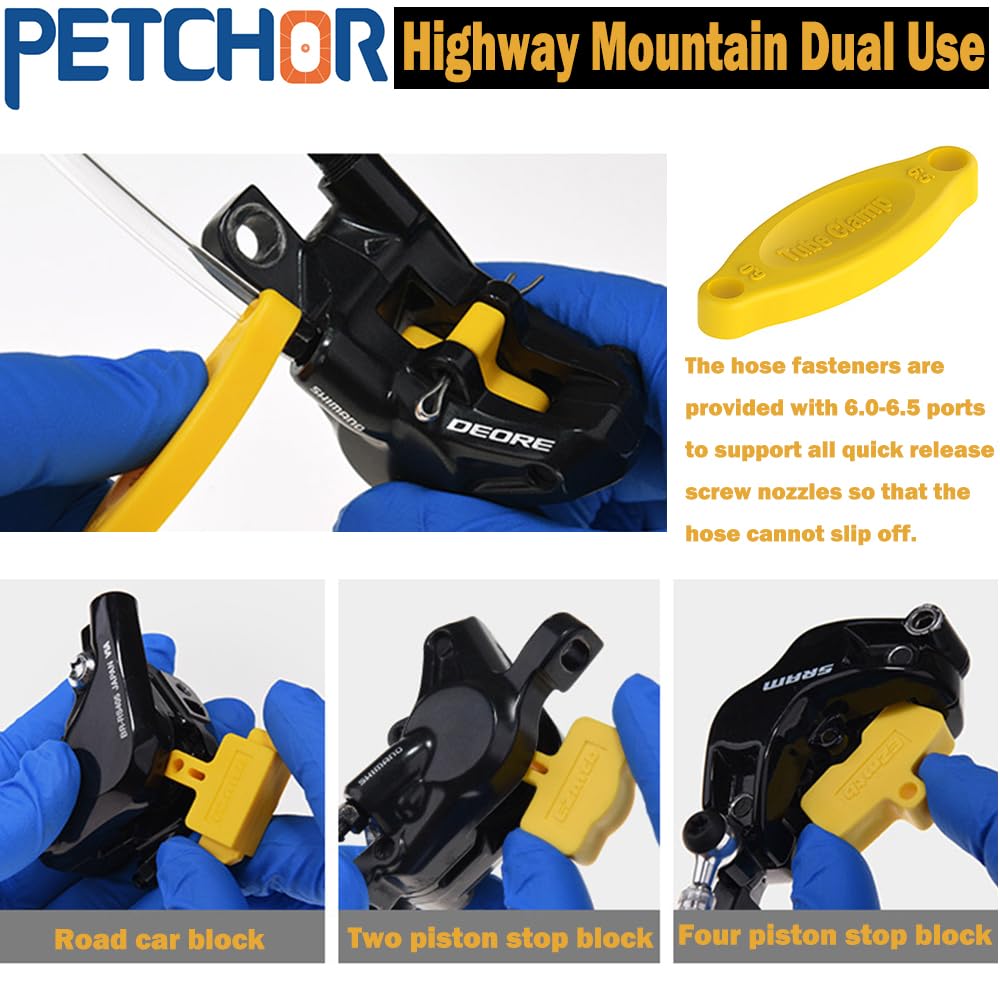 PETCHOR Brake Bleed Kit, Mountain Bike Oil Mineral Brake Change Kit, Hydraulic Disc Brake Bleed Kit Tool, for Shimano TEKTRO MAGURA SRAM MTB Mountain Bike Brake Repair Tools