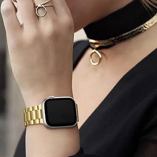 Compatible with IOWODO R30 Pro Bands, Lamshaw 20mm Stainless Steel Metal Replacement Strap Bracelet Compatible with IOWODO R30 Pro, R50 / Compatible for Blackview R50 / Compatible for RLQA 54 1.83" Smart Watch (Gold)