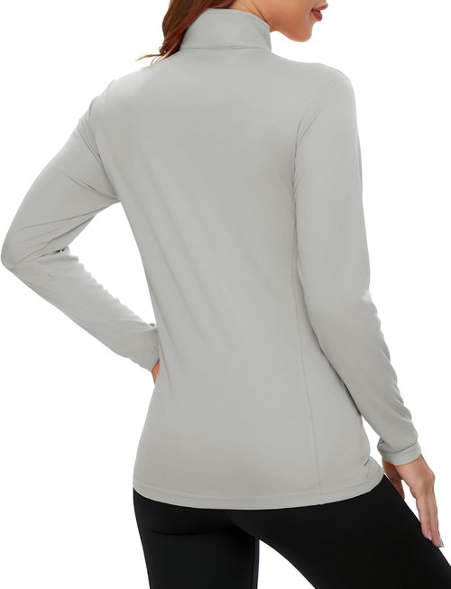MAGCOMSEN Women's Long Sleeve 1/4 Zip Athletic Shirt - UPF50+ UV Protection, Quick Dry for Hiking